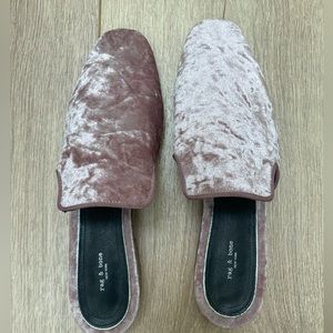 Pink velvet RAG & BONE slides